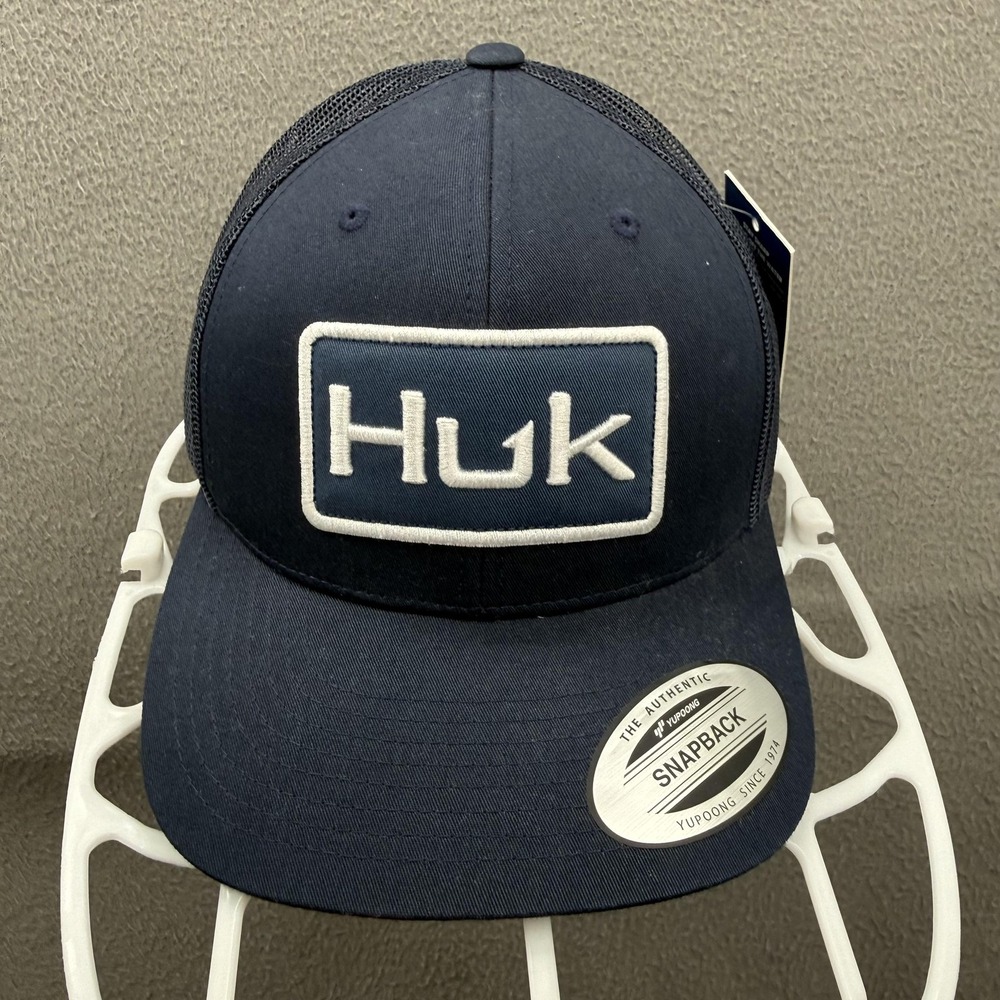 Huk Hat Cap Snap Back Blue Logo Trucker Mesh Patch Fishing Mens One Size Outdoor